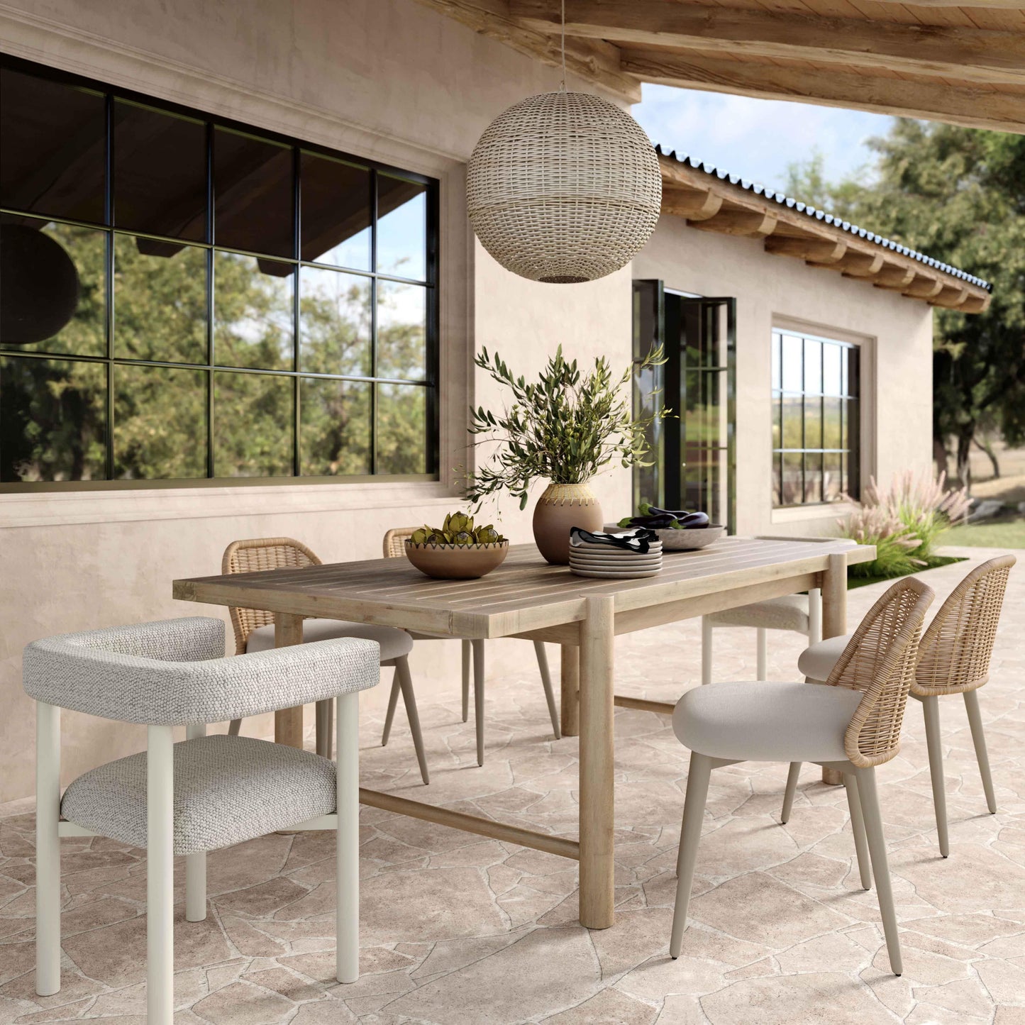 Jackie - Outdoor Textured Dining Chair - Cream