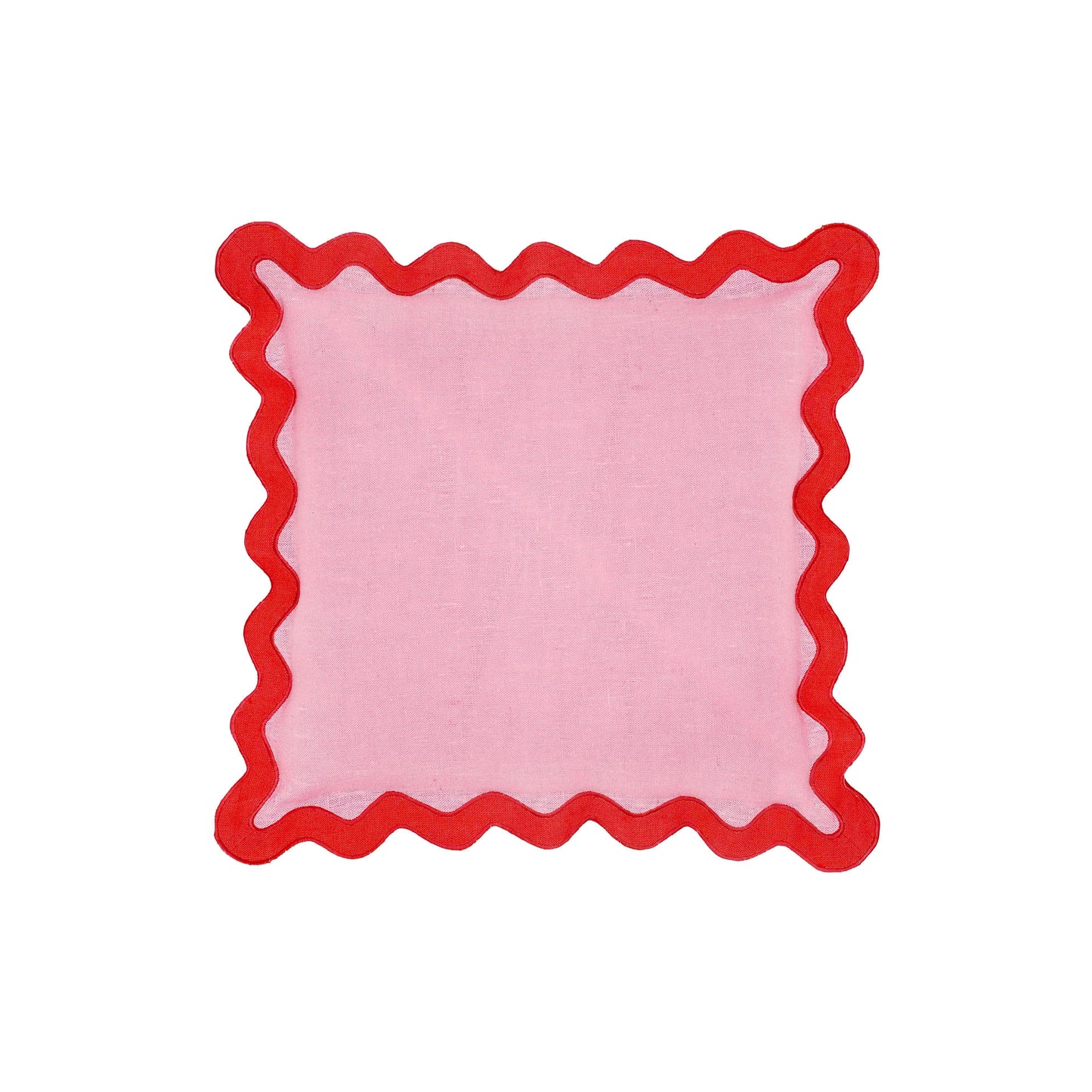Scalloped - Edge Linen Throw Pillow - Pink / Rust