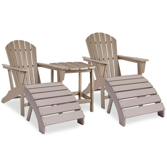 Ashley Express - Sundown Treasure 2 Outdoor Adirondack Chairs and Ottomans with Side Table